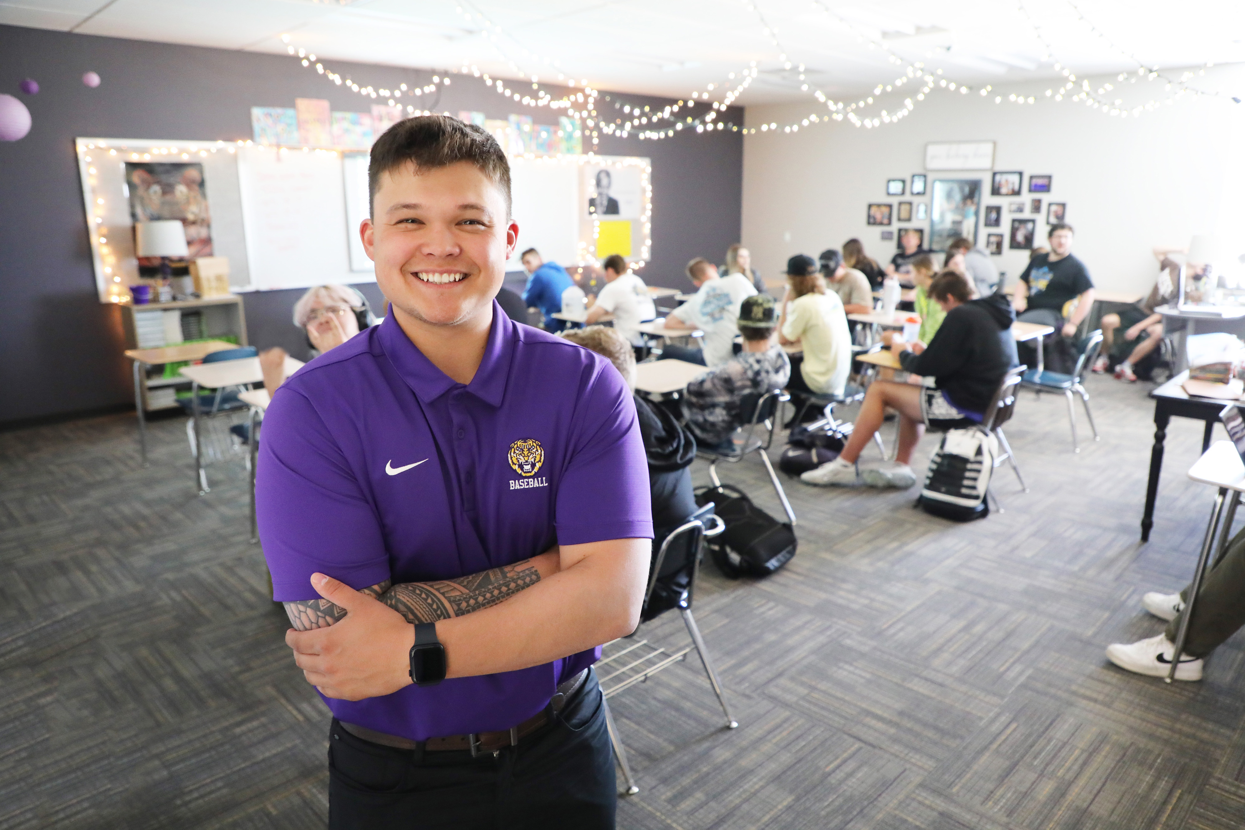 Jackson Fuller, teacher education student, teaching at Lewiston High School