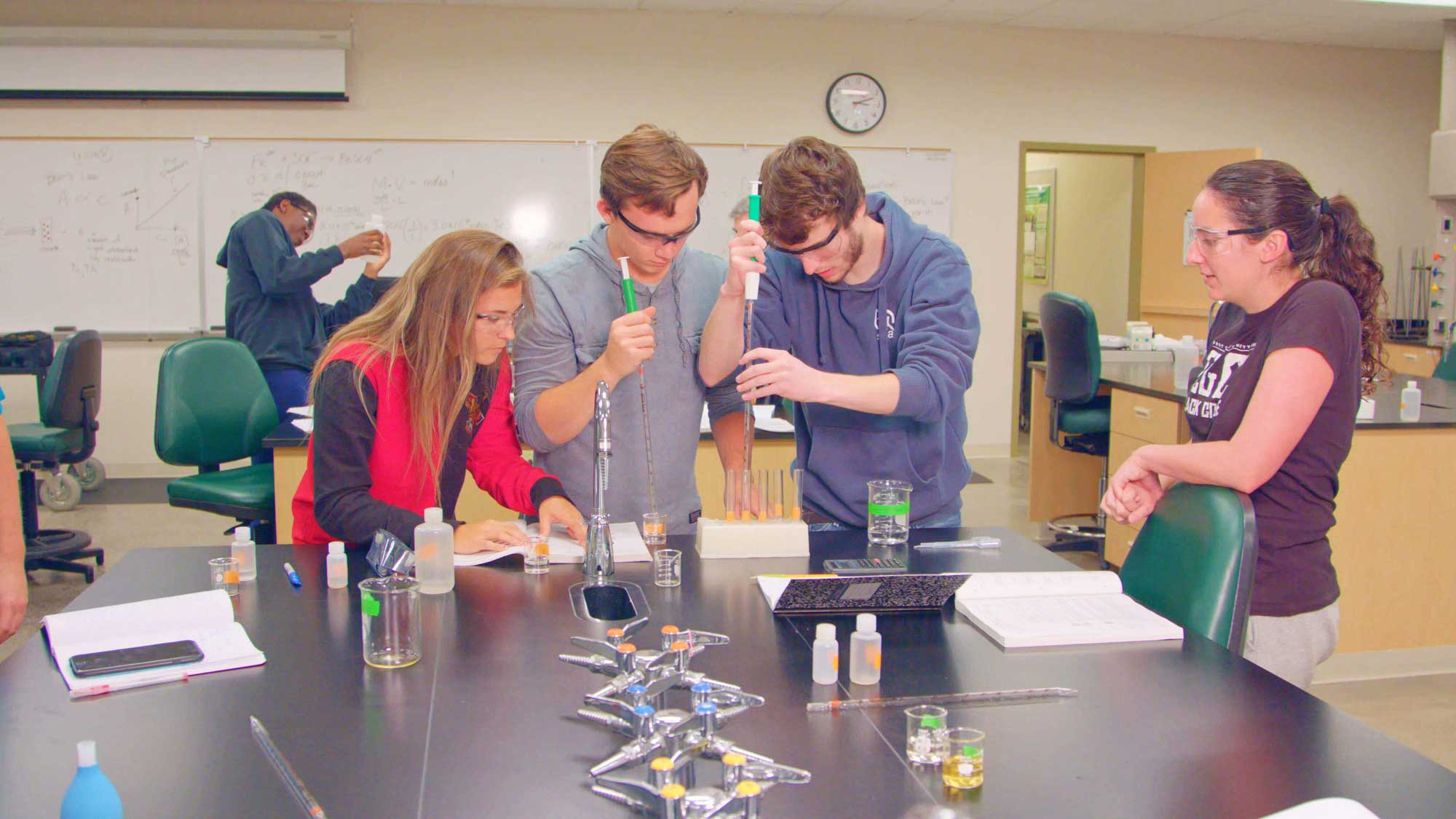 Students working in the science lab