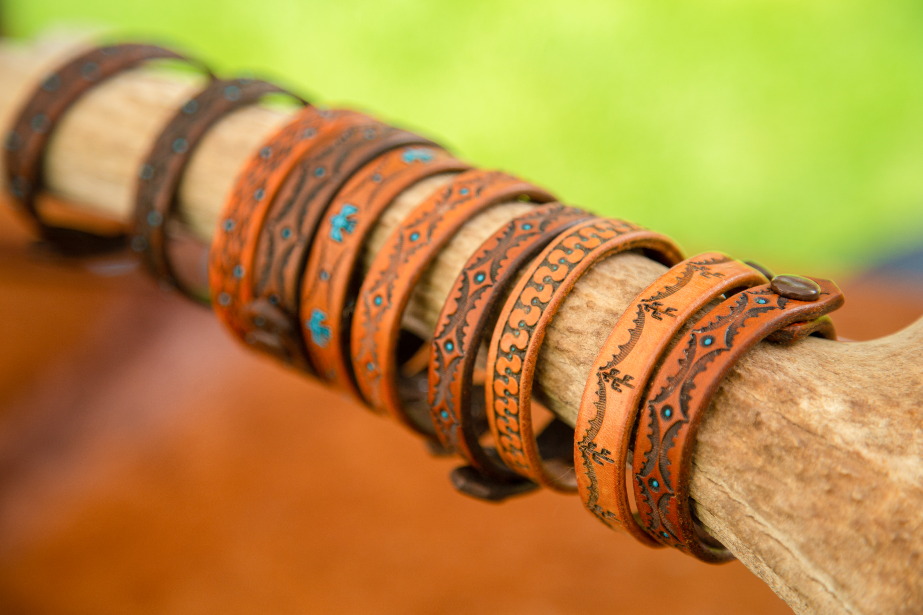 Hand made Braceletes on display at a craft fair 