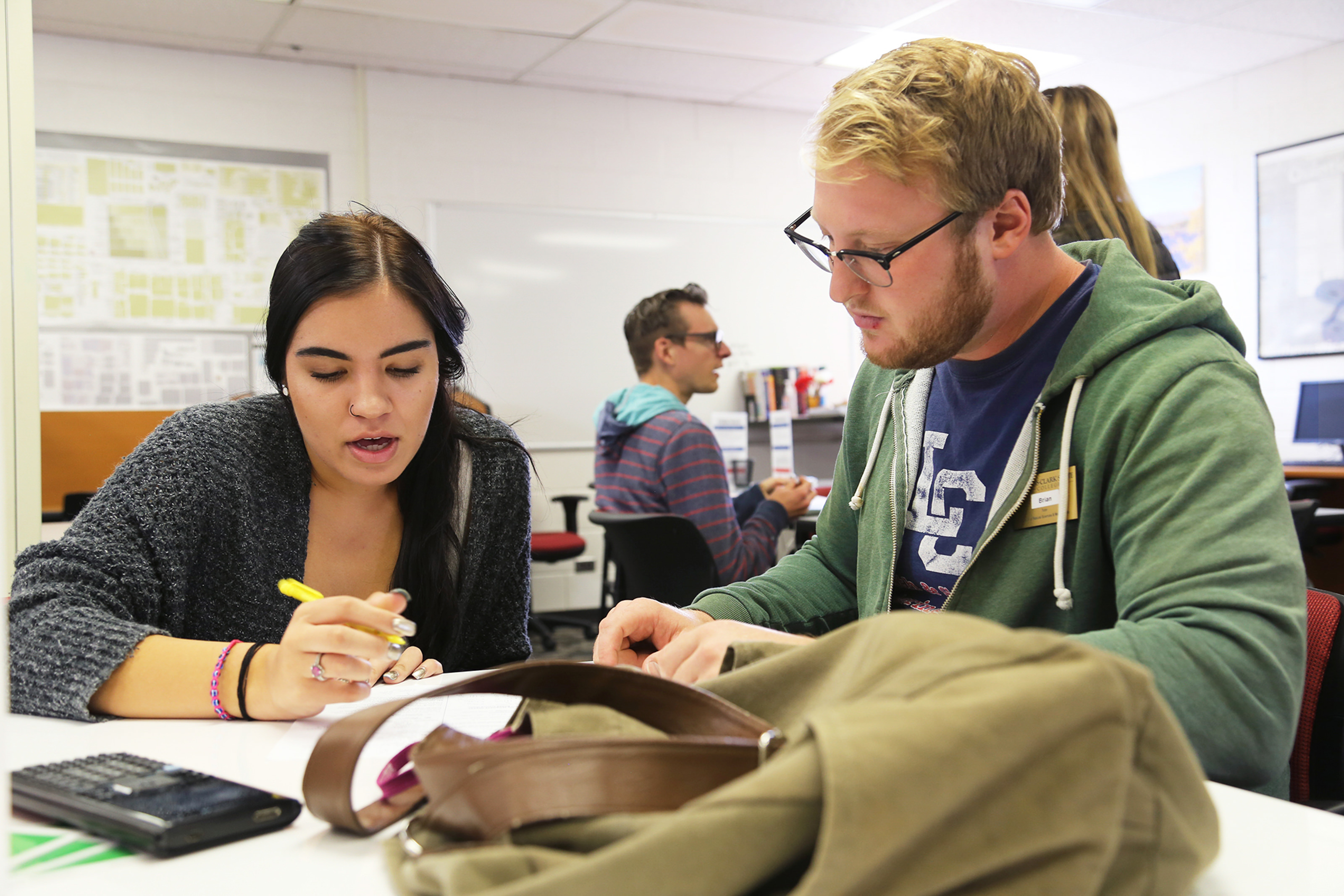 Students working together in class