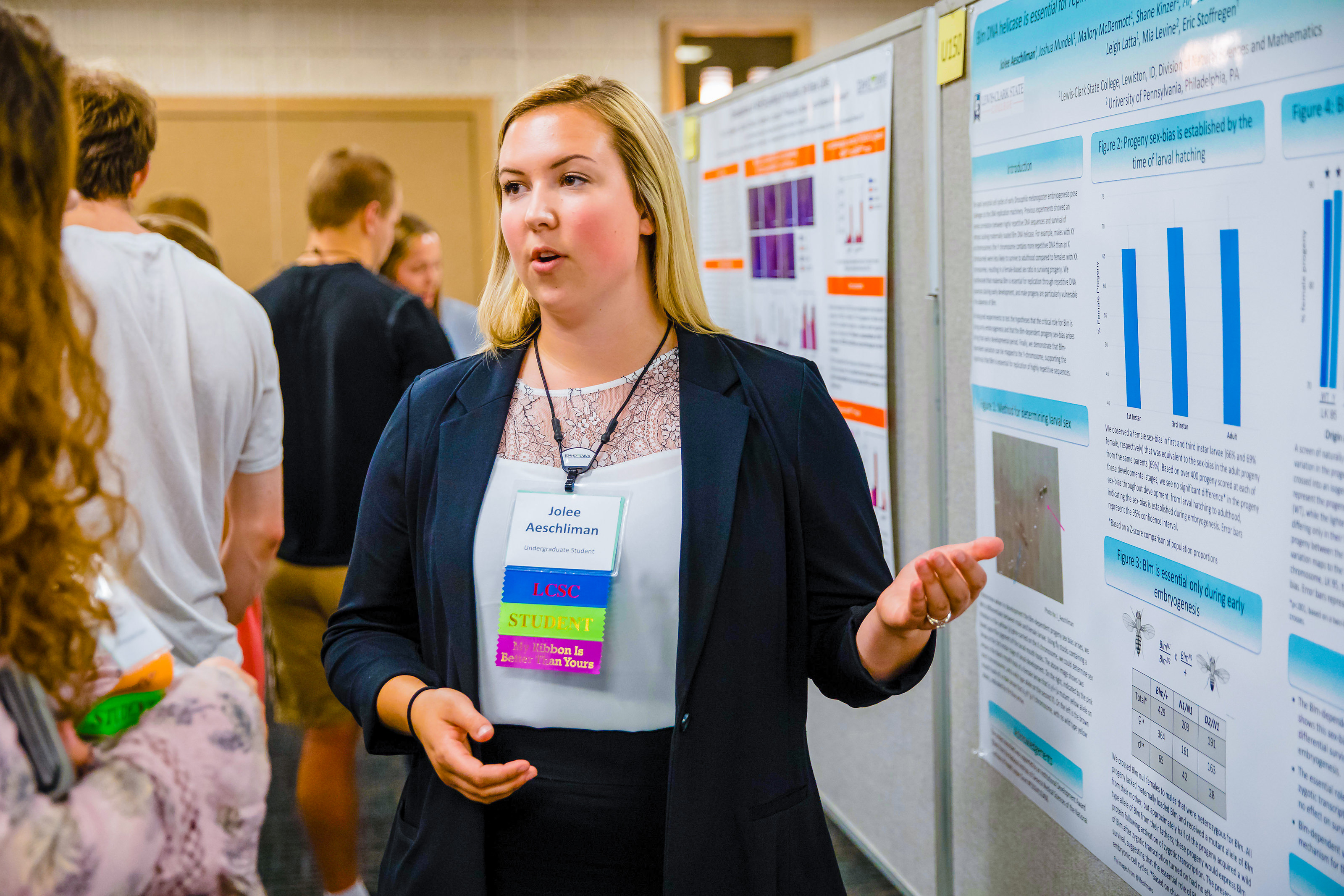 Student in front of their poster