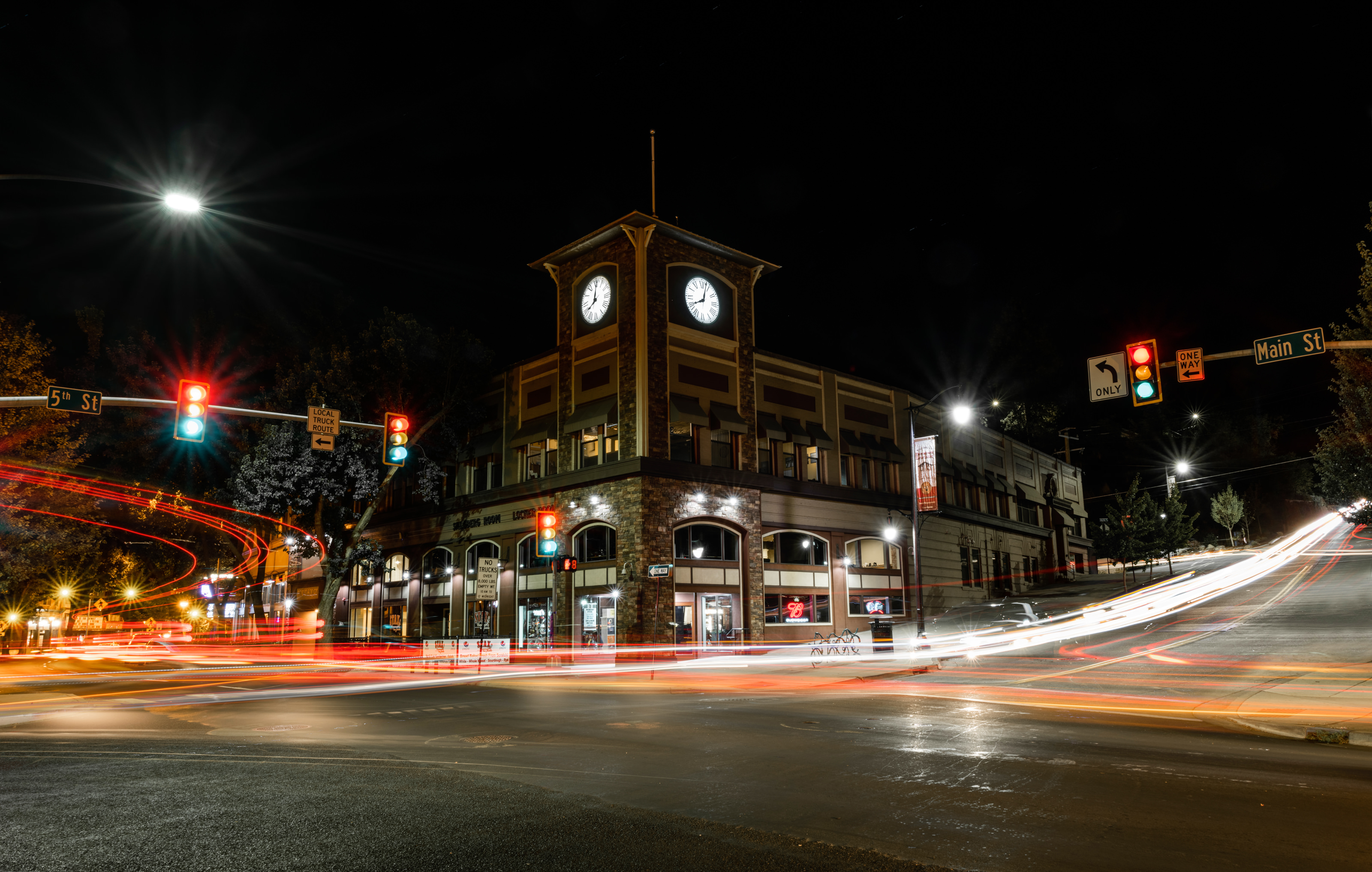 Building in downtown Lewiston at night