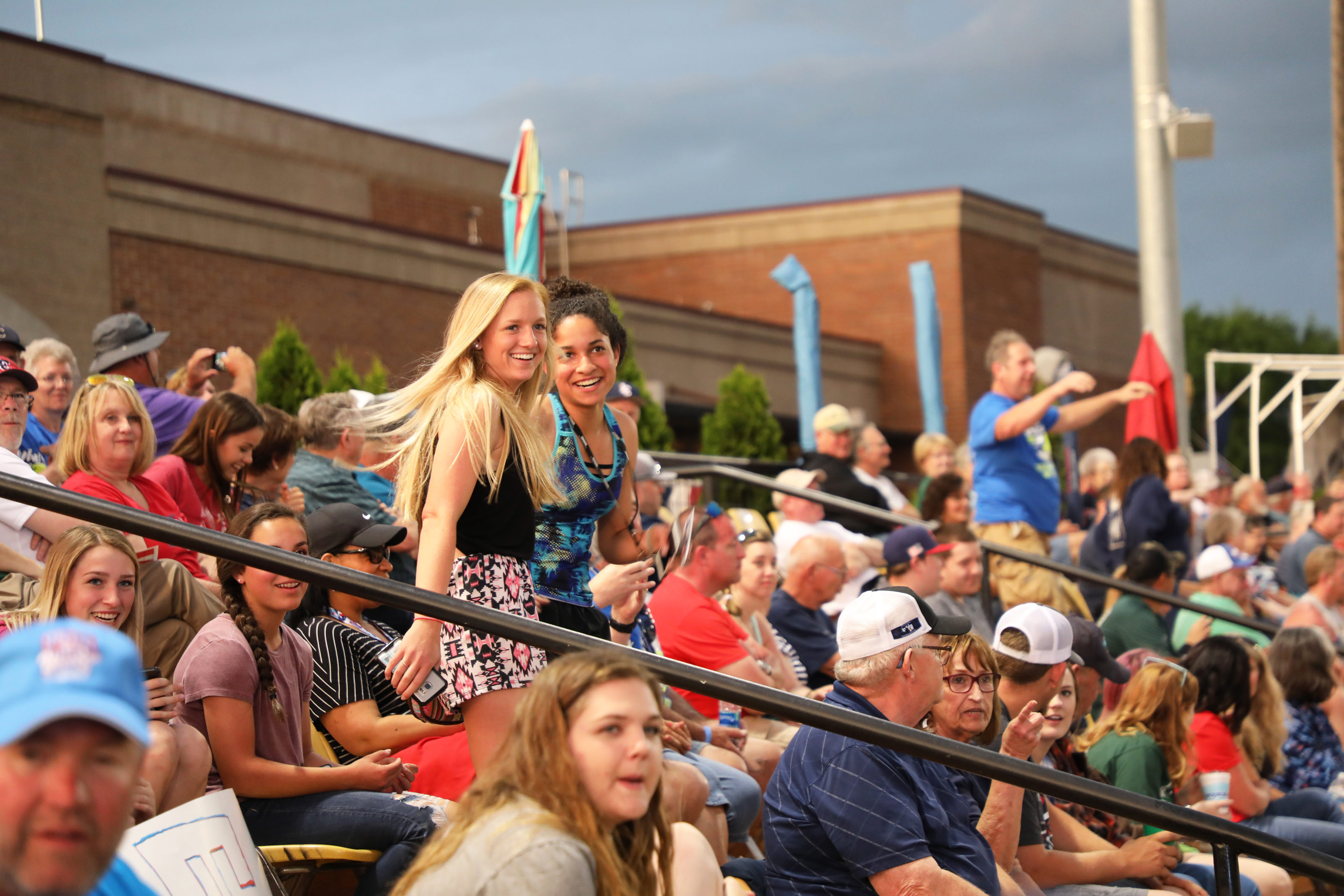 Fans in the stands dancing