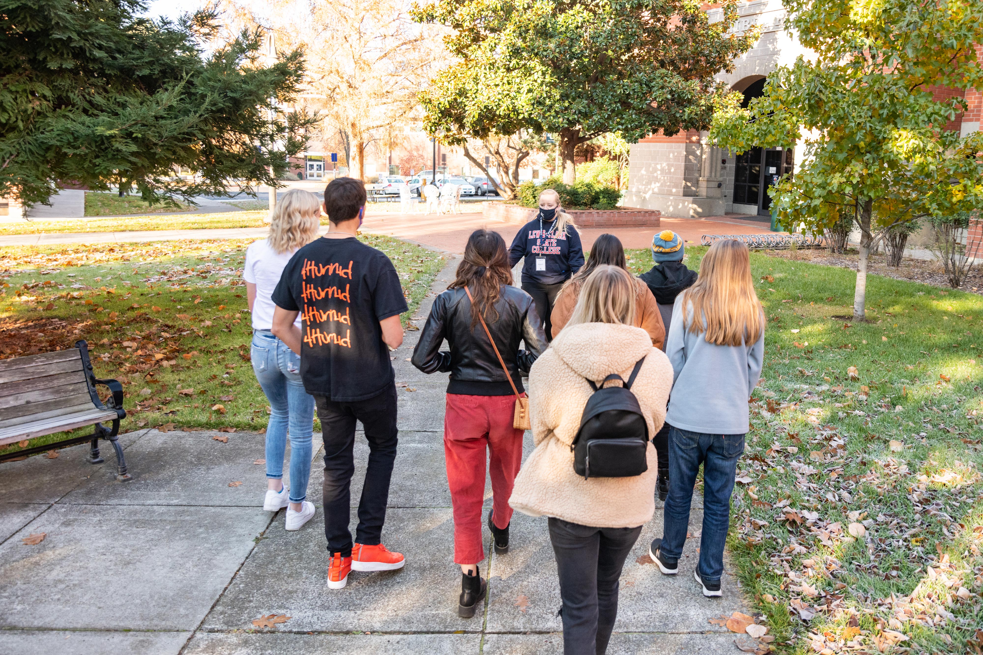 Students on a campus tour