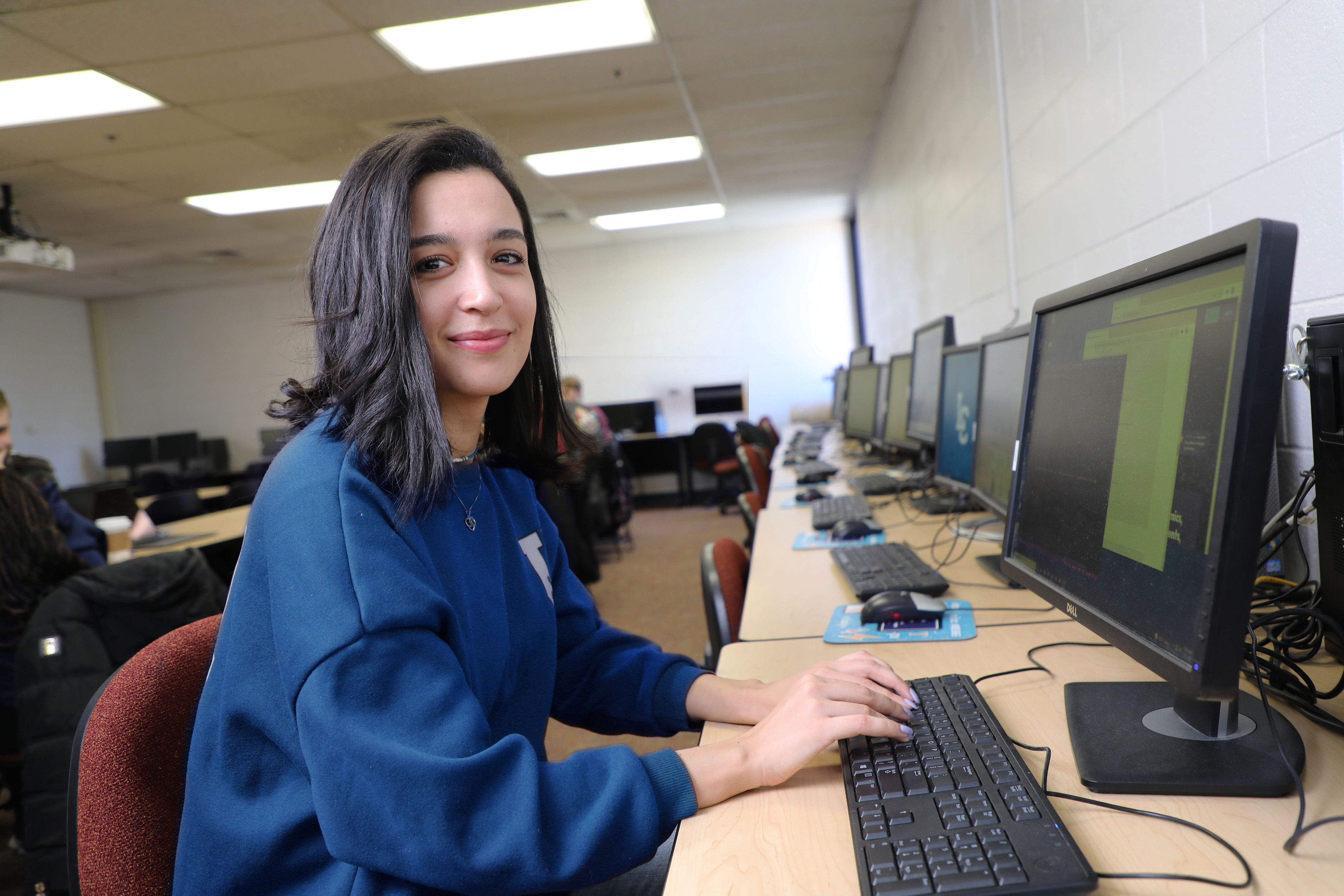 Student working on a computer